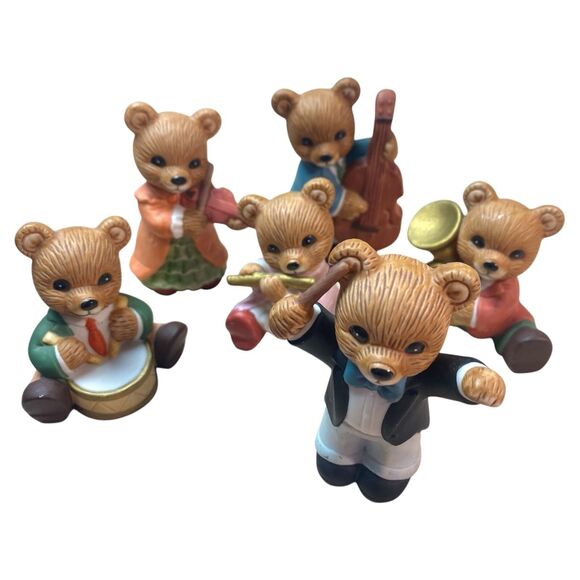 Homco Musical Bear Band Figurines #1422 Set of 6 Vintage  Orchestra - Picture 2 of 9